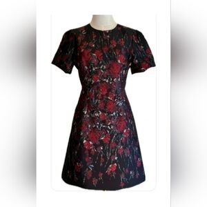 Vince Camuto floral jacquard short-sleeve dress.